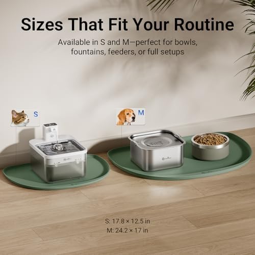 DownyPaws Dog Food Mat,Silicone Waterproof Feeding Mat, 24"×17", Sage - Image 6