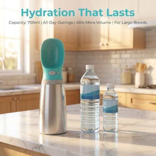 Dog Water Bottle, 23.67 oz Portable Stainless Steel Pet Water Dispenser - Image 5