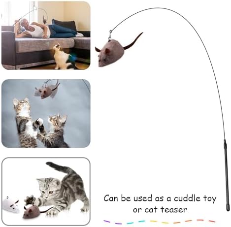 PAZ'S GIFT Cat Wand Toy, Mouse 2-piece Catnip wzggle Sound Toy, Soft and Durable, Interactive cat kick for Indoor Games - Image 3