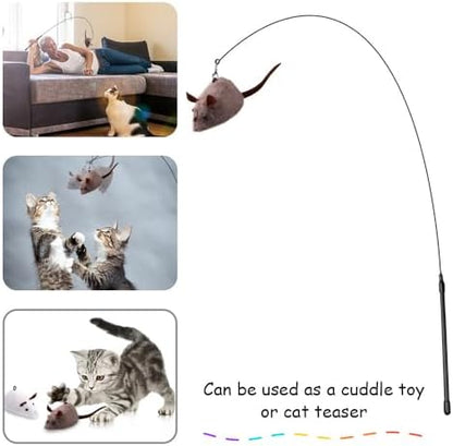 PAZ'S GIFT Cat Wand Toy, Mouse 2-piece Catnip wzggle Sound Toy, Soft and Durable, Interactive cat kick for Indoor Games - Image 3