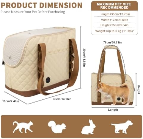 Dog Purse Carrier for Small Dogs, Soft Sided Pet Carrier with Pockets, Foldable Dog Carrier Purse for Puppy, Rabbit, Cat, Washable Breathable Pet Carrier, Dog Carrier Bag for Outdoor Shopping Travel - Image 2