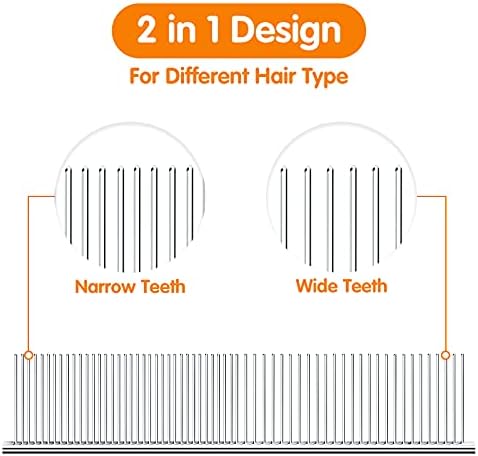 PETTOM Pet Steel Grooming Tool Poodle Finishing Butter Comb 7 1/2-inch L Silver Dog Combs with Rounded Ends Stainless Steel Teeth, Cat Comb for Removing Tangles and Knots - Image 4