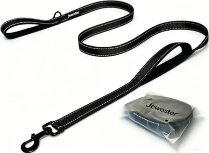 Heavy Duty Dog Leash - 2 Handles by Padded Traffic Handle for Extra Control, 6foot Long - Perfect for Medium to Large Dogs (6 ft, Black) by JEWOSTER