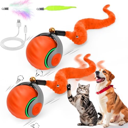 2PCS Interactive Cat Toy Ball, Rechargeable Cat Toys for Indoor Cats by Mityrain
