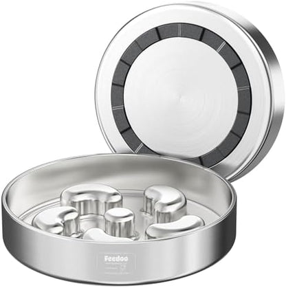 Feedoo Slow Feeder Dog Bowl-2Cups for Medium Breeds, Double Wall Food-Grade Stainless Steel, Heavy Duty with Non-Slip Rubber Base, Puzzle Maze Bowl to Slow Down Eating by BestforYourPetsHealth