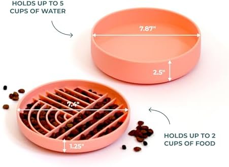 Slow-Feeder & Water Bowl Set by The Dog Tale | Food-Grade Silicone Dog Bowls, BPA-Free, Dishwasher Safe, Freezer Safe (Sherbet) - Image 2