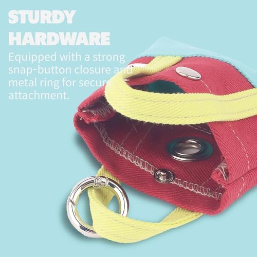Dog Poop Bag Holder for Leash with 1 Waste Bag Roll, Canvas, Yellow Handle - Image 7