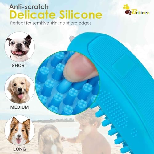 Dog Grooming Brush, Premium Soft Silicone Pet Bath Brushes, Rubber Massage Shampoo Soothing Comb Scrubber for Wet Dry Long Short Haired Dogs & Cats Massaging, Deshedding Shower - Image 5
