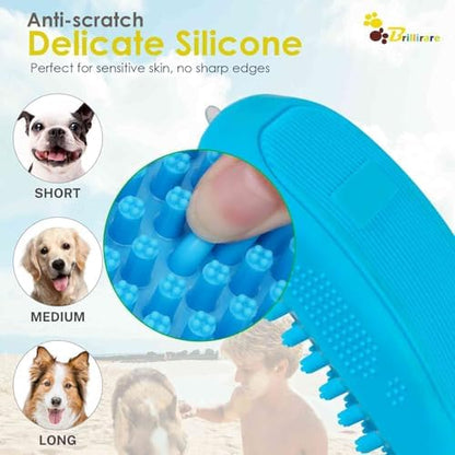 Dog Grooming Brush, Premium Soft Silicone Pet Bath Brushes, Rubber Massage Shampoo Soothing Comb Scrubber for Wet Dry Long Short Haired Dogs & Cats Massaging, Deshedding Shower - Image 5