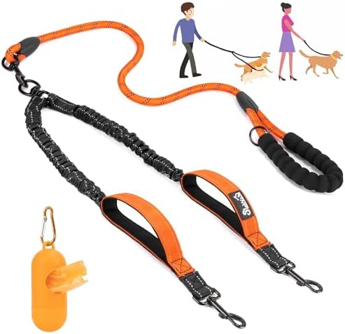 Lukovee Double Dog Leash, Reflective Heavy Duty Lead, No Tangle by Lukovee