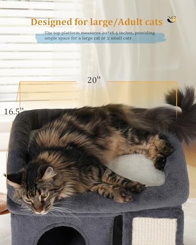 Aechonow Cat Tree for Large Cats, 20x16.5 Perch Bed for Adult Senior Cats - Image 3