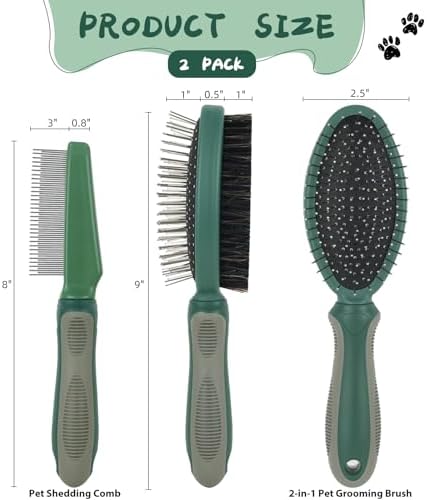 2PCS Pet Grooming Brush and Deshedding Comb Tools for Dogs Cats - Image 2
