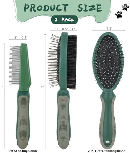 2PCS Pet Grooming Brush and Deshedding Comb Tools for Dogs Cats - Image 2