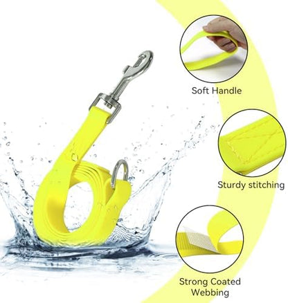 Waterproof Dog Leash, 5/6 FT Durable Odor-Proof Dog Leashes with Strong Metal Hooks Fits Small Medium or Large Dogs (Yellow, 5FT - 3/4 inch Width) - Image 2