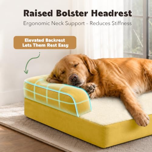 MEKIY Orthopedic Waterproof Jumbo Dog Bed with Bolster for Extra Large Dogs - Image 2