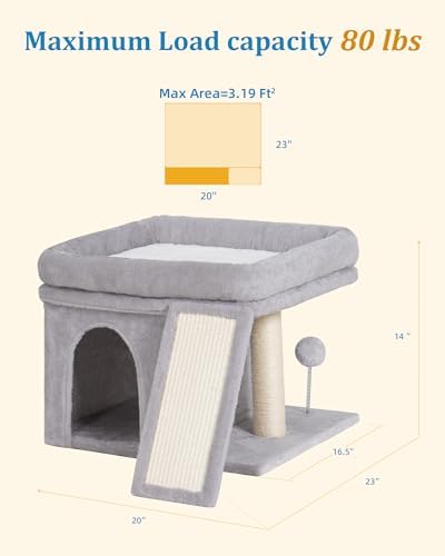 Aechonow Cat Tree Tower for Large Cat, Cat Bed House with Large Perch - Image 4
