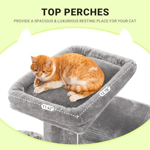 Allewie 64 Inches Multi-Level Cat Tree Tower for Indoor Cats, Grey - Image 3