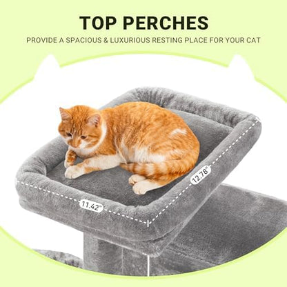 Allewie 64 Inches Multi-Level Cat Tree Tower for Indoor Cats, Grey - Image 3