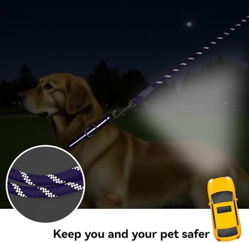Long Dog Training Leash，Heavy Duty Reflective Rope Lead for Small Medium Large Dogs ，6FT 10FT 15FT 30FT 50FT for Training, Walking, Backyard, Camping (Purple, 15FT) - Image 3