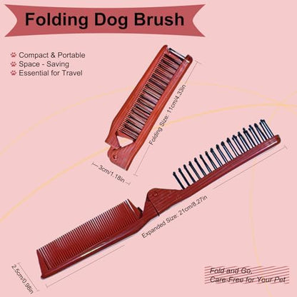 Folding Small Dog Grooming Brush (Red) - Image 2