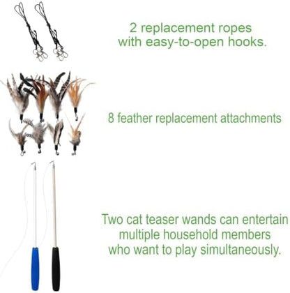 Cat Toys - No Chemical Dyeing Cat Feather Toys for Indoor Cats - Include Cat Wand and Natural Feather Refills - Image 4