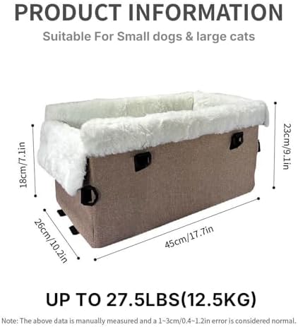 Center Console Dog Car Seat for Small Dogs with Soft Plush Fabric - Image 7