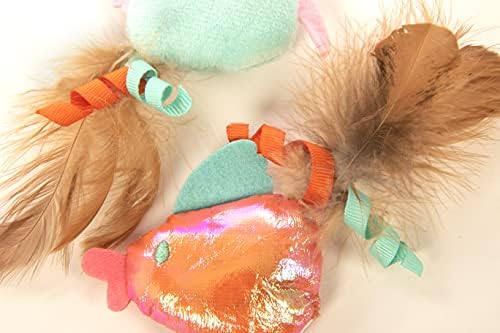 SmartyKat (2 Count) Silly Swimmers Crinkle Plush Catnip Cat Toys - Orange/Turquoise, 2 Count - Image 4