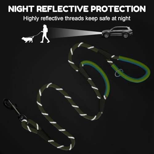 Dog Leash Heavy Duty 4/5/6ft XiaZ 2 Handles Dog Leashes for Medium Large Dogs 1/2 Inch 1000lb Strength Reflective PVC Waterproof-Handles Metal Hook Dual-Handle Rope Leash Nighttime Safety - Image 4