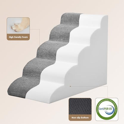 EHEYCIGA Curved Dog Stairs Ramp for High Beds 22.6" H, 5 Step Pet Step - Image 2