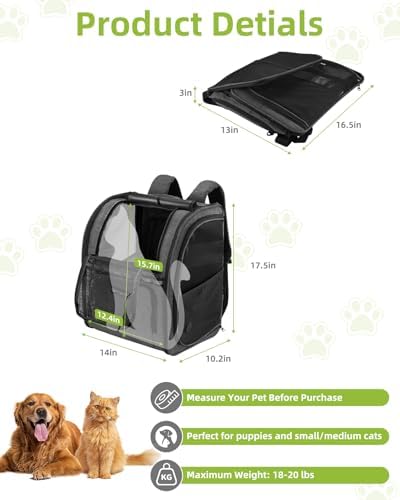 Cat Backpack Carrier with Breathable Mesh, Pet Carrier Backpack for Cats/Small Dogs, Dog Carrier Backpack, Great Ergonomic 3D Design for Travel/Hiking/Outdoor/Vet/Walk-Dark Grey - Image 2