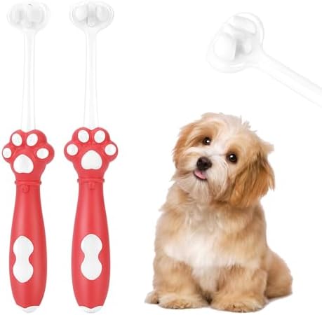 2 Pcs 3-Sided Dog Toothbrush for Puppies and Small Dogs by Allforthepets