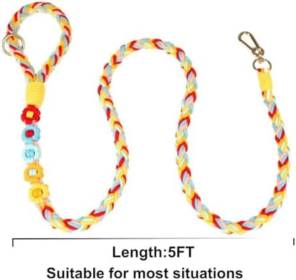 5FT Braided Cotton Rope Leash for Small, Medium and Large Dogs, Sunny Garden - Image 5