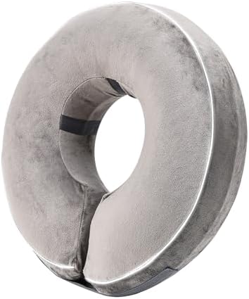 Inflatable Reflective Dog Cone Collar Alternative After Surgery,Doggie Recovery Dount Neck Ecollar,Adjustable Soft Dog Cone Collar for Small Medium Large Dogs (Grey, L) by Unknown