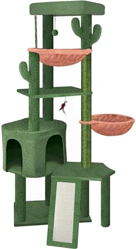 Wang Xin Four Layer Big Cat Tree with Huge Cat Condo and Two Hammocks Scratch Pad,Green by Unknown