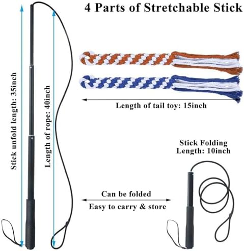 ASOCEA Dog Extendable Teaser Wand Pet Flirt Stick Pole Puppy Chasing Tail Interactive Toy for Small Medium Large Dogs Training Playing Exercise - Image 2