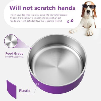 WENBOKMIN Dog Bowl, Stainless Steel Food and Water Bowl, 40oz, Purple | Non Slip Quiet Bottom, Easy to Clean, Dishwasher Safe - Image 5