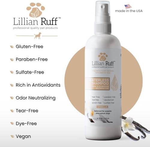 Lillian Ruff Waterless No-Rinse Dog Dry Shampoo Spray with Hydrating Essential Oils - pH-Balanced Dry Shampoo for Dogs - Clean, Condition, Detangle & Deodorize Dry, Sensitive Skin (Vanilla) - Image 5