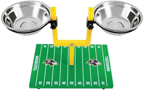 NFL Baltimore Ravens Goalpost Football Field Dog Feeder – Adjustable Elevated Dog Bowls with Stand, 2 Stainless Steel Bowls, Non-Slip Rubber Feet, Raised Pet Feeder for Large & Small Dogs, Cats. - Image 5