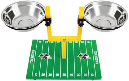 NFL Baltimore Ravens Goalpost Football Field Dog Feeder – Adjustable Elevated Dog Bowls with Stand, 2 Stainless Steel Bowls, Non-Slip Rubber Feet, Raised Pet Feeder for Large & Small Dogs, Cats. - Image 5