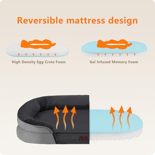 Dwanton Orthopedic Waterproof Medium Dog Bed Sofa, Gel Memory Foam, 36" - Image 3