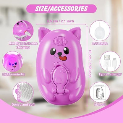 3 in 1 Cat Steam Brush for Shedding, Pet Steam brush for Dog & Cat Shedding & Grooming, for Long & Short Haired Pets, Spritz Defur Comb (rose red) - Image 4