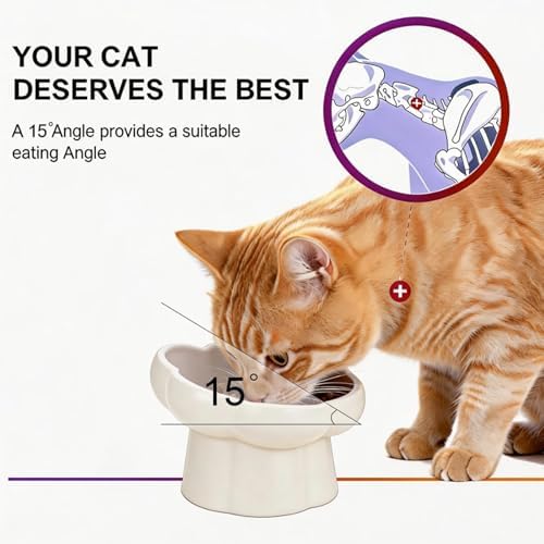 Ceramic Raised Slow Feeder Cat Bowl,Cat Slow Feeder, - Image 2