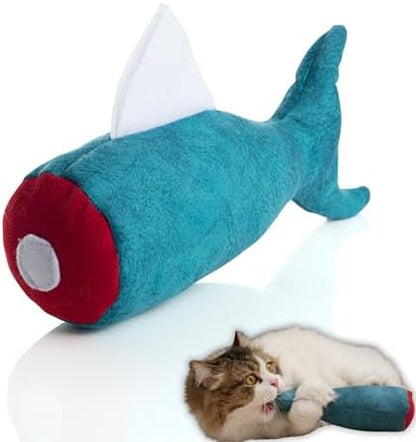 pawdaz Big Fish Cat Kicker Toy - Refillable Catnip Matatabi Silvervine Filled and Help Relief Anxiety - Kitten Catnip Essentials Treats Supplies Large Interactive Chew for Indoor Cat (Blue) by pawdaz