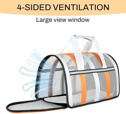 Soft Sided Pet Carrier, Airline Approved Dog Cat Travel Bag with Mesh Windows, Collapsible Portable Pet Carrier for Small Medium Dogs Cats (Orange) - Image 3