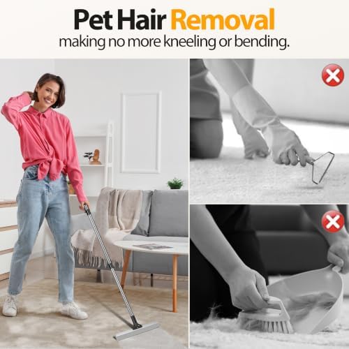 Carpet Rake for Pet Hair Removal Tool,Reusable Hair Remover Broom - Image 3