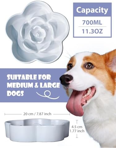 Ceramic Slow Feeder Dog Bowl 8" 11.3oz Medium Large - Image 2
