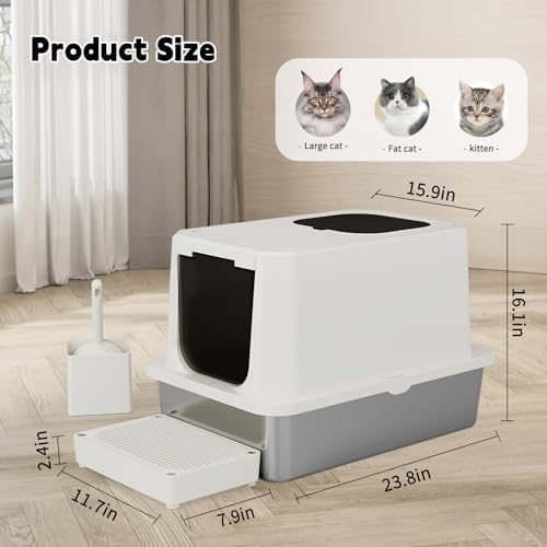 RIZZARI Stainless Steel Cat Litter Box: Dual Access, Hidden Pan, Easy Clean - Image 2