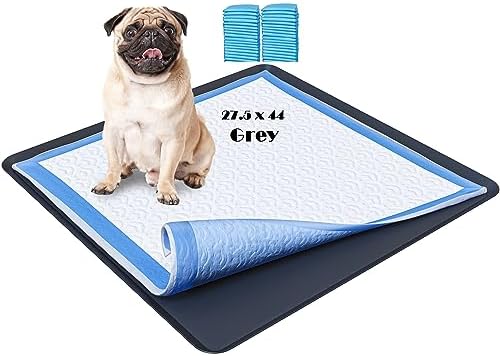 XPACK Pee Pads for Dogs - Silicone Puppy Pad Holder Tray - No Spill Pee Pads Solution, Easy Training Pad Use and Storage (Grey, 27.5x44) by XPACK