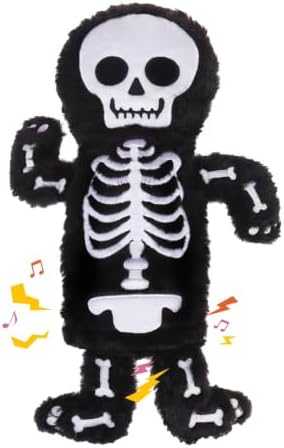Mihachi Halloween No Stuffing Crinkle Dog Toys,2-in-1 Holds Water Bottles-Cruncher with Puncture Resistant Squeaker, Dog Squeak Toys Plush Dogs Chew Toy for Puppy Small Medium Breed Chewer, Skeleton by Mihachi