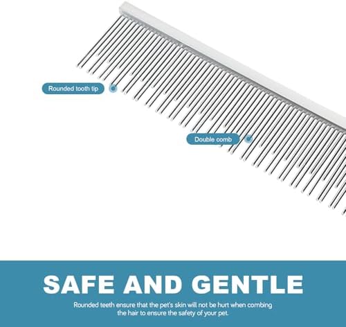 6 Inches Stainless Steel Pet Comb for Dogs & Cats, Metal Detangling Grooming Tool for Long & Short Haired Pets, Anti-Static Cat Comb with Rounded Teeth for Matted Fur Removal & Shedding Control - Image 4